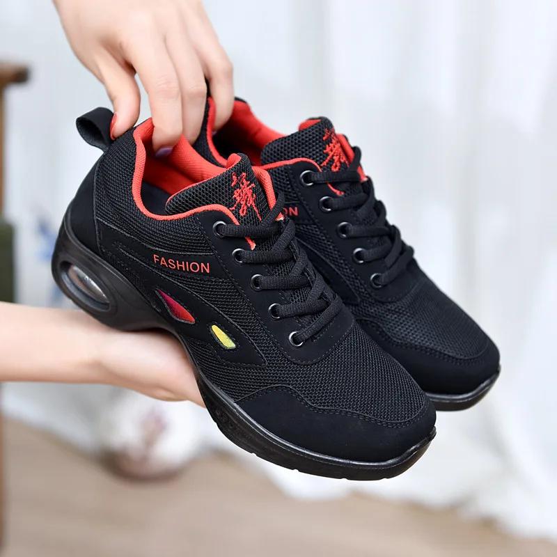 Women Dance Sneakers for Woman Jazz Shoes Mesh Modern Outsole Dance Sneakers Breathable Lightweight Dancing Fitness Shoes For