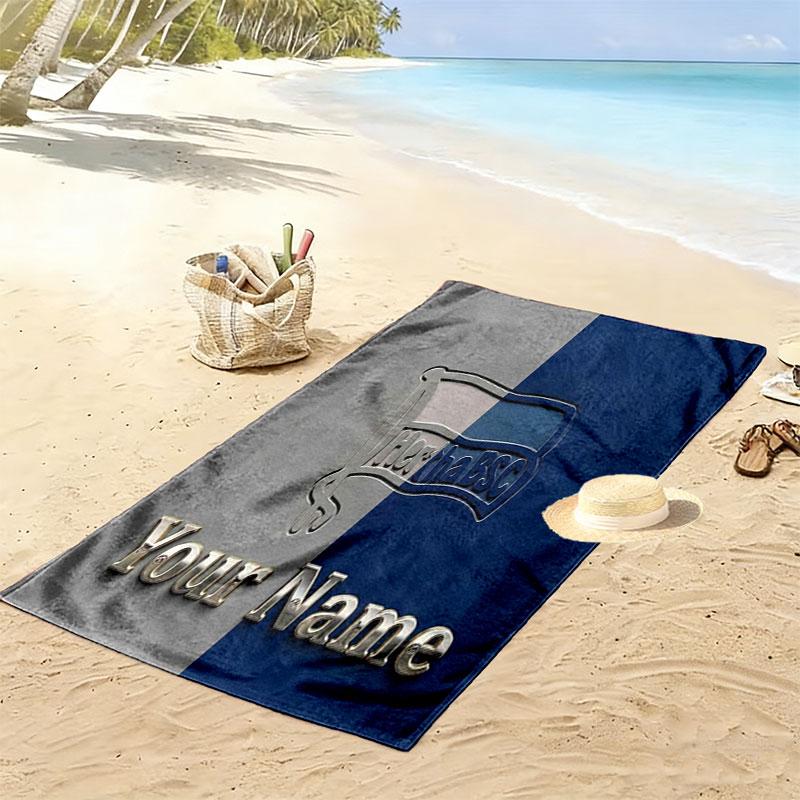 Hertha BSC Custom Name Print Beach Towel, Large Soft Quick Dry Towel for Beach Camping Swimming