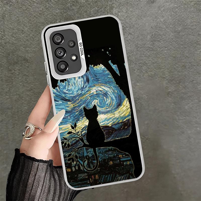 Black Cat Aesthetic Pattern Soft Phone Case for Samsung A17 A16 A15 A14 A13 A57 A56 A55 A54 A53 A37 A36 A35 A34 A33 A26 A25 A24