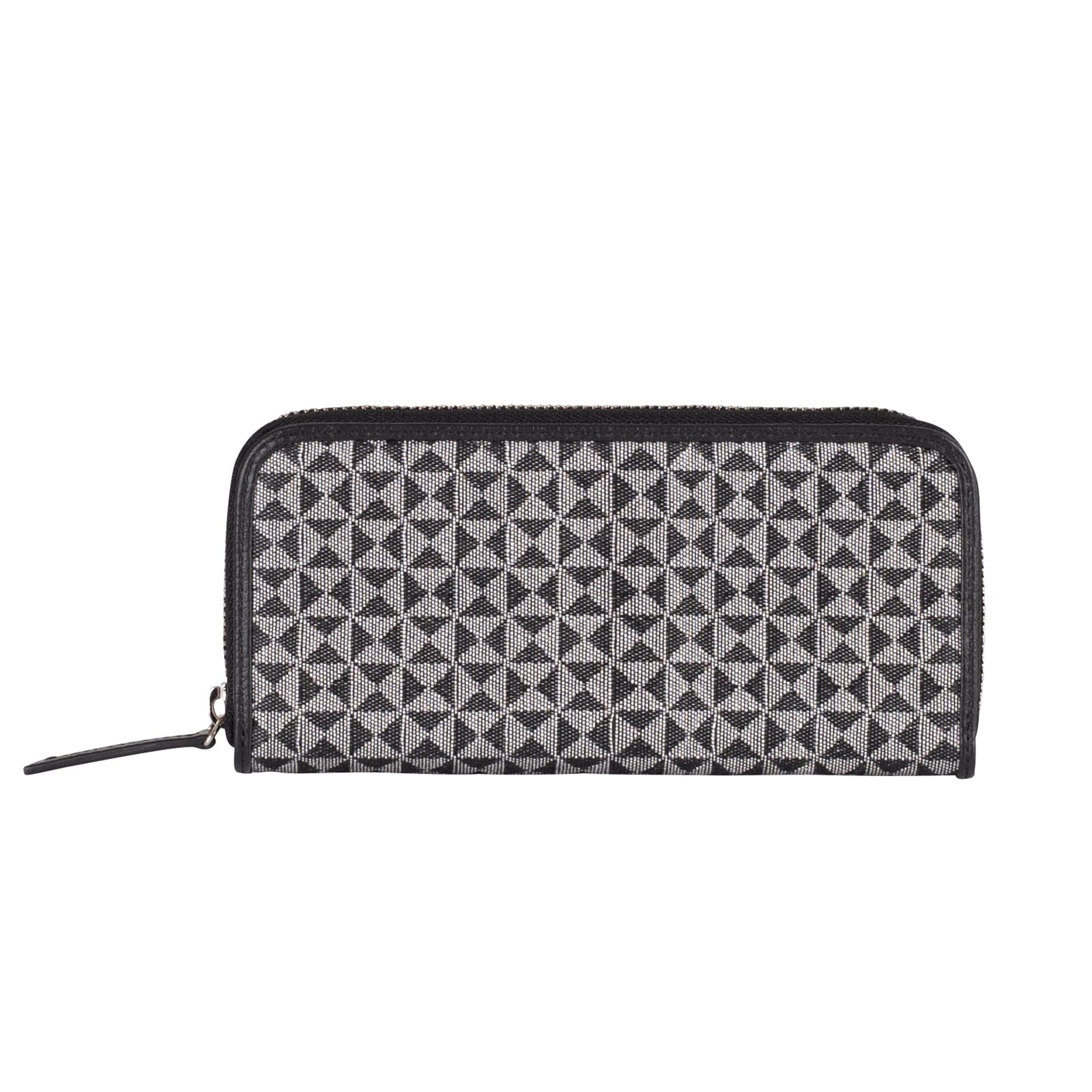 

Hideo Wakamatsu Horsehair Long Wallet with Diamond Pattern and Ostrich Leather Attachment, High-Performance, Gray