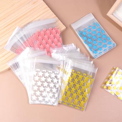 50/100Pcs Ins Style Simple Star Self Sealing Bag Cute Candy Bag Transparent Opp Bag Self-Adhesive Bag Festival Candy Gift Bag