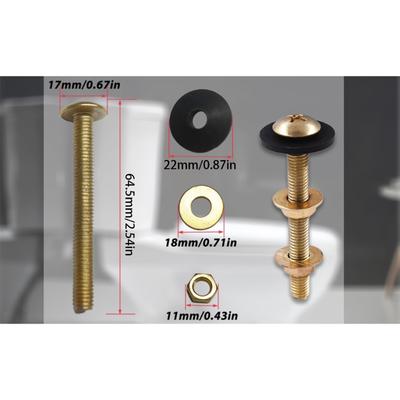 Toilet Tank Bolt Replacement Kit Steel Screws Seal Washers Nuts Leakproof Design Easy Setups Tank Mounting System