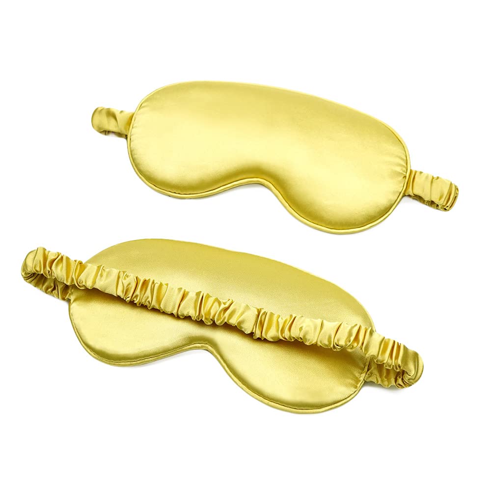 AUGEN Mulberry Silk Eye Mask, Super Smooth Sleep Mask And Blind Fold (4, Gold, Pack of 1)
