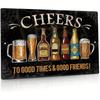 Vintage Cheers To Friends Tin Sign Retro Bar Wall Decor Gift For Men