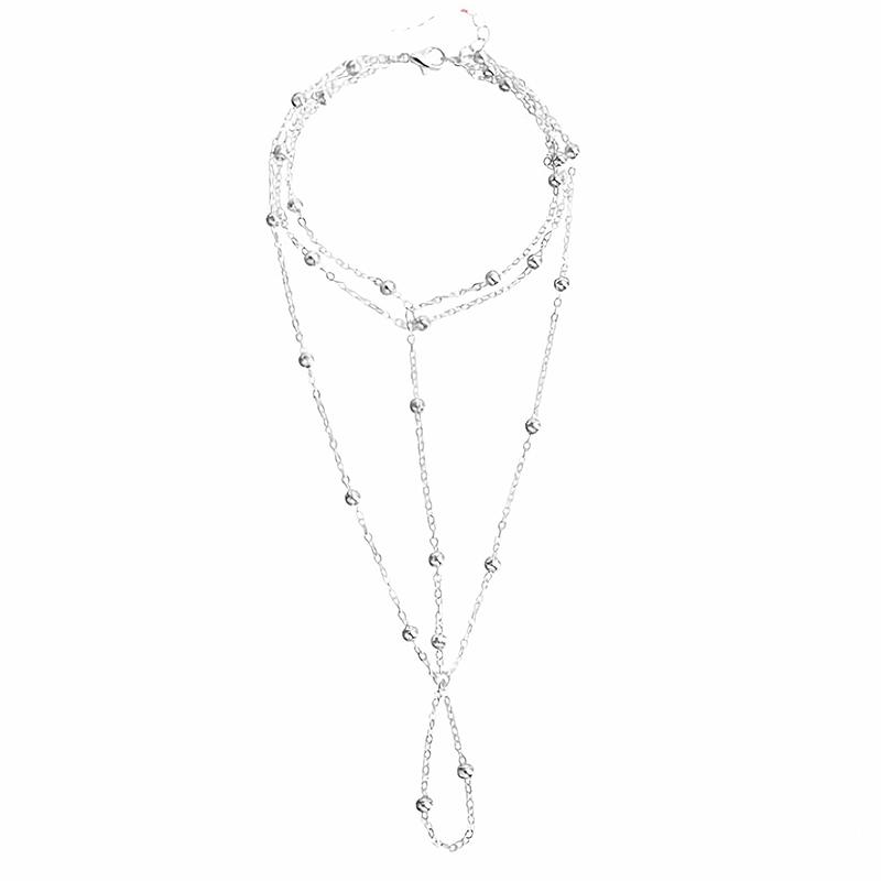 Multi-Layered Anklet With Tassels And Beads A Able High-Heeled Shoe Accessory