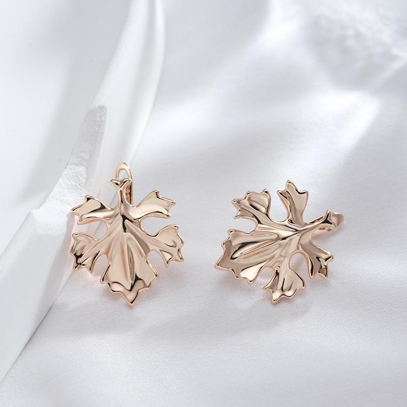 New Trend Women Leaf Drop Earrings Fashion  Rose Gold Color Creative Metal Jewelry Unique Romantic Wedding Earrings
