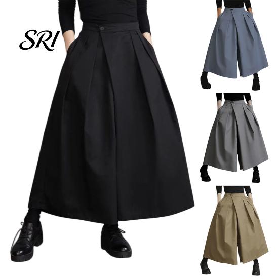 Comfortable Loose Fit Pants Women Pure Color Wide Leg Casual Trousers with Elastic Waist High Pleated Design Summer Leisure