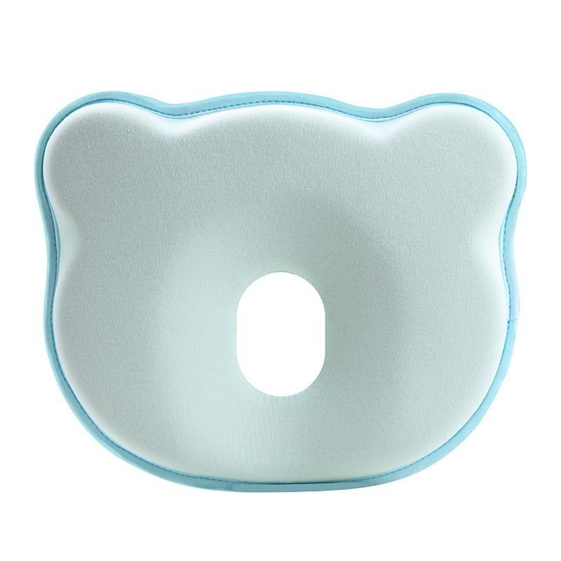 Baby Memory Foam Anti-Flat Head Pillow Newborns 0-12 Months Round Shape Cotton Cover Adjustable Sleep Support