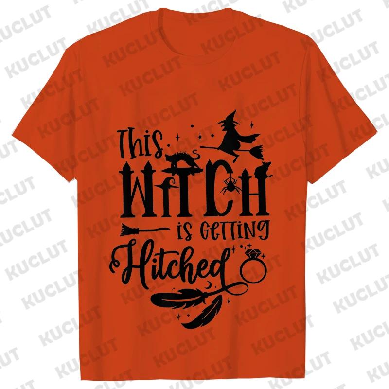 Team Bride Y2k Tops Bridal Shower Wedding Shirt This Witch Is Getting Hitched Lit T-Shirt Halloween Bachelorette Party EVJF Tees