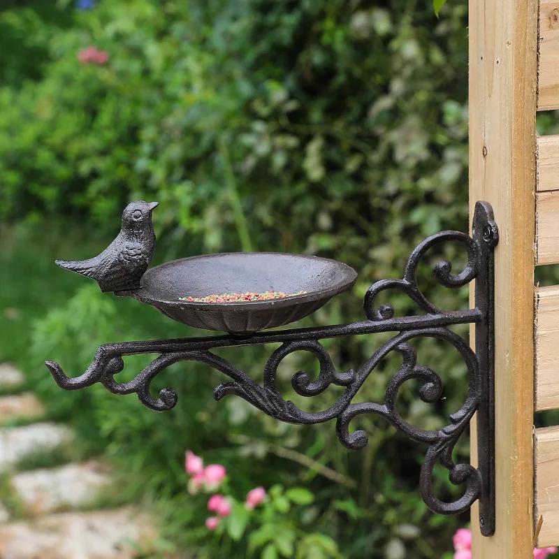 Retro Cast Iron Crafts Cast Iron Bird Feeding Basin Wall Decoration European Classical Nostalgic Style Courtyard Wall Hanging