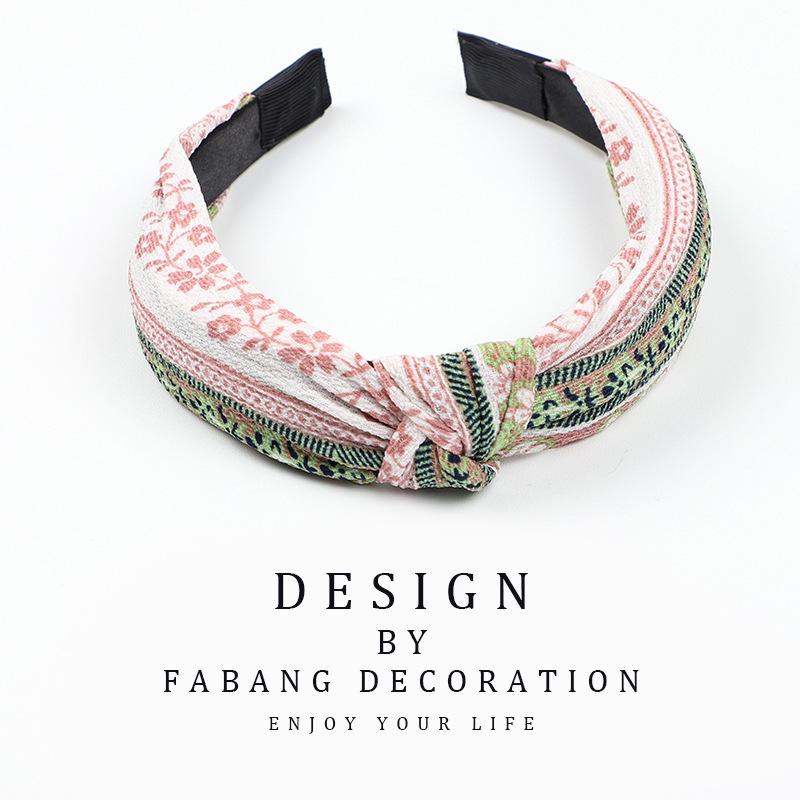 Korean Style Women's Striped Criss-Cross Bow Headband for Yoga & Face Washing