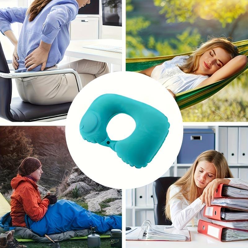Inflatable U-Shaped Neck Pillow – Self-Inflating, Flocking Skin-Friendly for Office, Camping, Hiking, Car Nap & Travel