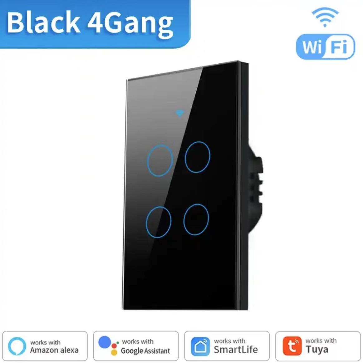 

120 В стандартный WiFi-переключатель США, универсальный для одного провода (фаза) и нуля, умный переключатель света для управления через приложение Graffiti на мобильном телефоне 1-Gang&US standard чёрный