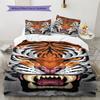 Tiger Art Pattern Bedding Set Quilt Cover Pillowcase Home Decor Gift (1 * Duvet Cover + 2 * Pillowcase, Without Core)