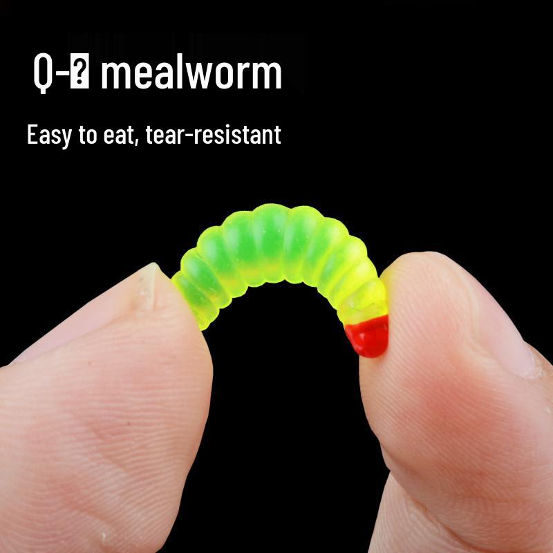 Fishing Simulation Mealworm Soft Bait for Bread, Red Worm, and Micro Fish Species.