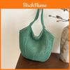 Woven Tote Bag With Zipper Closure For Beach And Travel Use