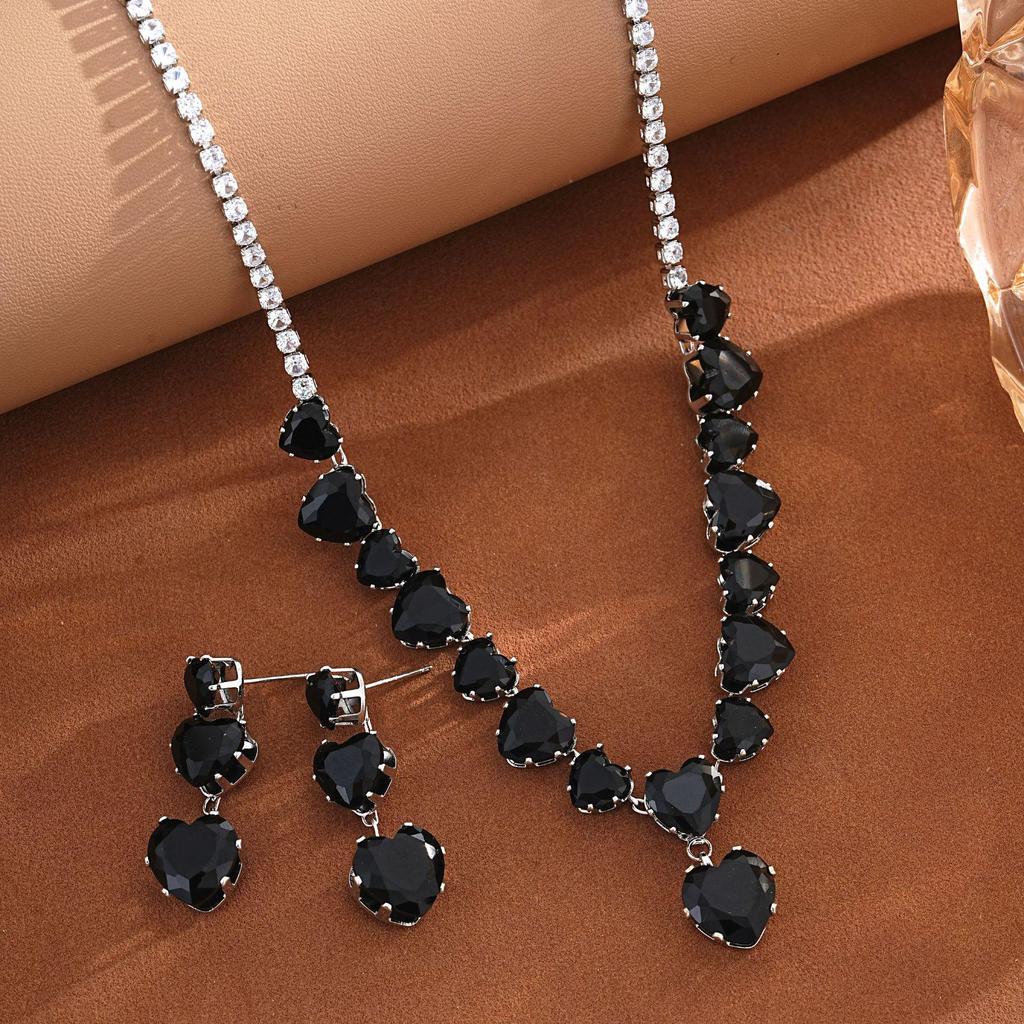 Elegant Zirconia Water Drop Necklace & Earring Set - Versatile Luxury for Brides and Evening Wear