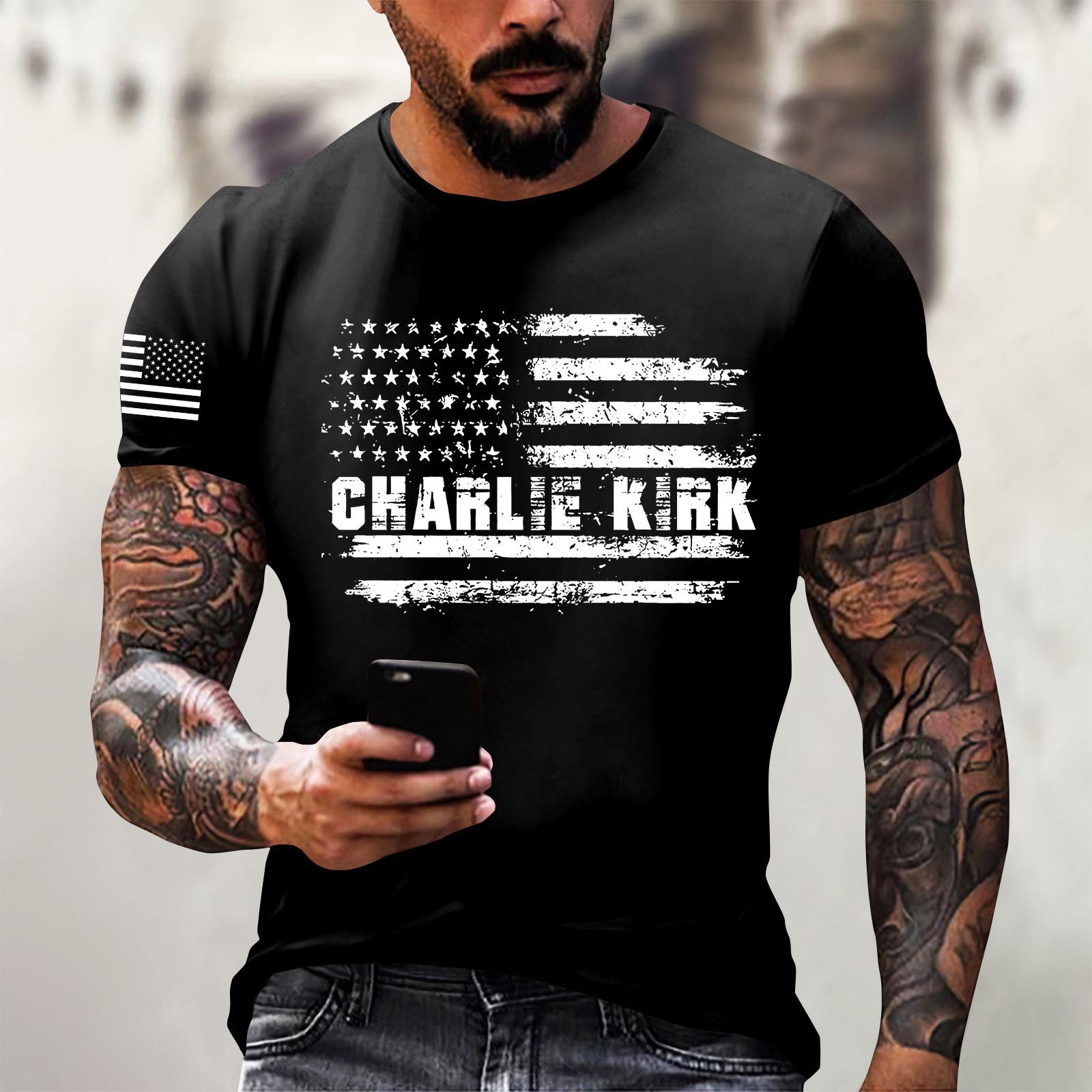 

Модная одежда для работы с коротким рукавом и круглым вырезом, принтованные топы для мужчин, летние топы M чёрный