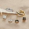 3-teiliges Set aus minimalistischen Creolen aus Edelstahl für Frauen, 10 mm, grüner Zirkonia, Blumenohrstecker, hypoallergener Modeschmuck