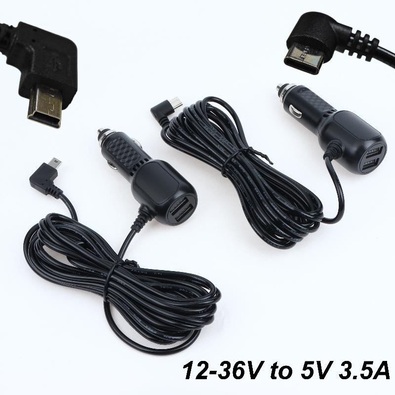 1Pcs 5V 3.5A Type C Usb Car Charger Adapter For Dash Cam Cellphone Car Radar Detector Gps Dvr 3.5 Meters Wire