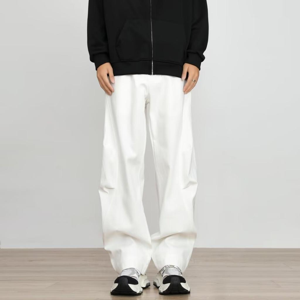 JYL Unisex Straight Jeans  Winter American High-Street Loose White Denim