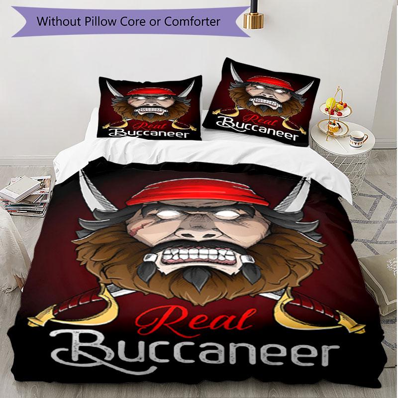 3pcs Duvet Cover Set (1*Duvet Cover + 2*Pillowcase, Without Core), Tampa Bay Buccaneers Print Soft All‑Season Bedding Set, Home Bedroom Decor Gift