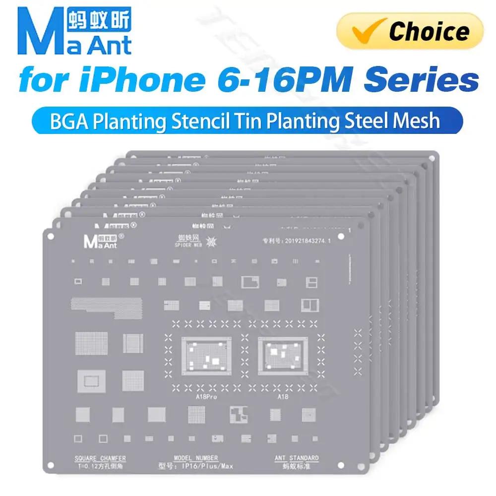 QIANLI MEGA-IDEA Black BGA Reballing Stencil Multifunction Universal Net for iPhone 6-17 Pro Max Planting Tin Steel Mesh Tools