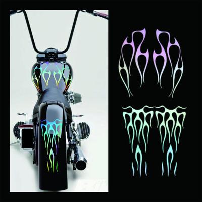 Autocolant de vinil pentru rezervor de benzină pentru motocicletă și apărătoare, stil cu flacără colorată cu laser