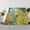 Blumengarten Von Gustav Klimt Decke 3D Gedruckt Weiches Flanellfleece Warm Gemälde Kunst Überwurfdecken für Büro Bett Sofa Steppdecke