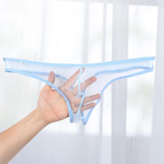 Menstruser Elastisk gjennomsiktig lav midje No Bund Feeling Mesh Menn Underbukser Inner