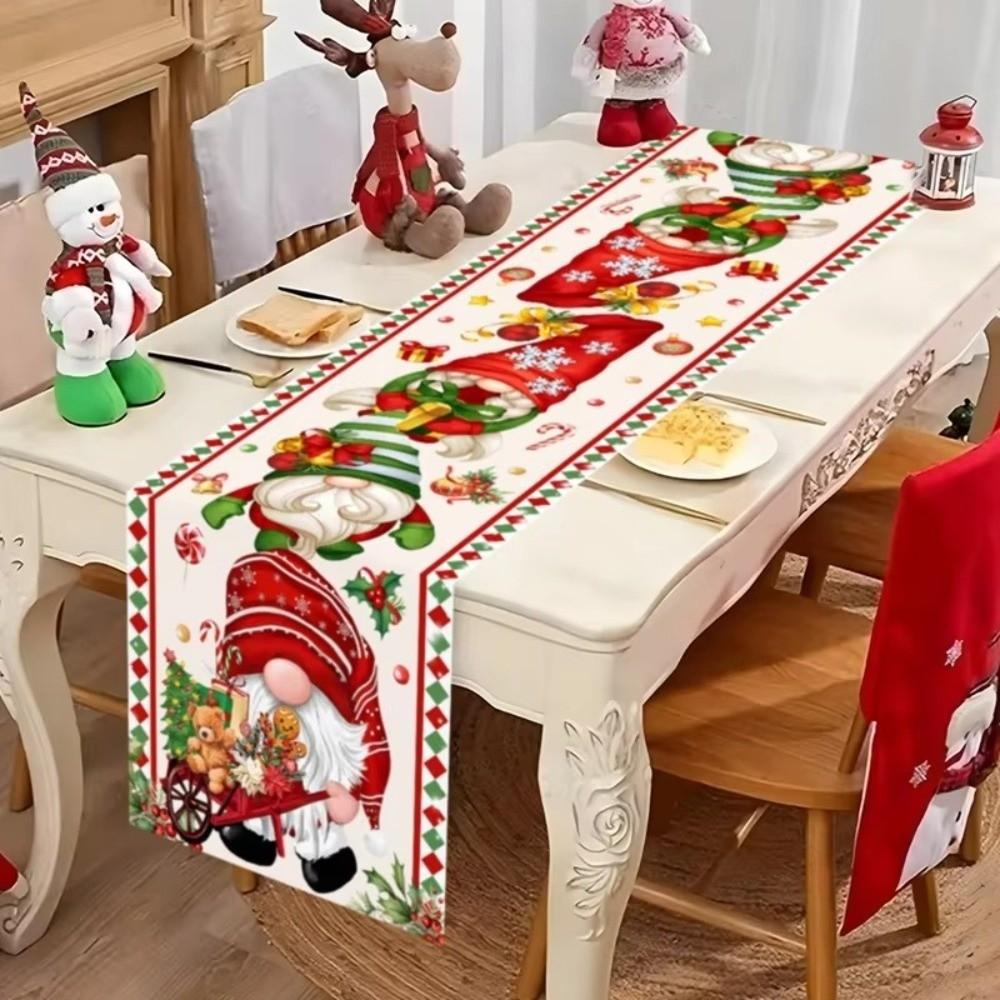 Faceless Gnome Christmas Table Runner Ornament New Year Tablecloth New Table Decor  For Home