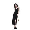 Black Suspender Dress Children's Summer New Women's Clothing French Hepburn Style Sexy and Thin Split Dress