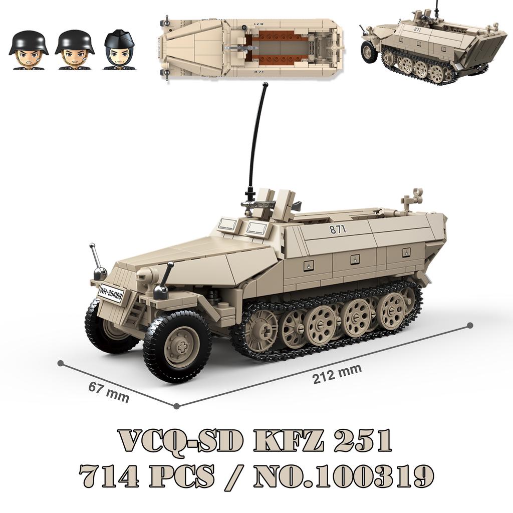Military Tanks Stuart SdKfz251 PanzerVI Sherman US Army Quan Guan WW2 Soldier Figure Model Building Block Brick Kid Children Toy