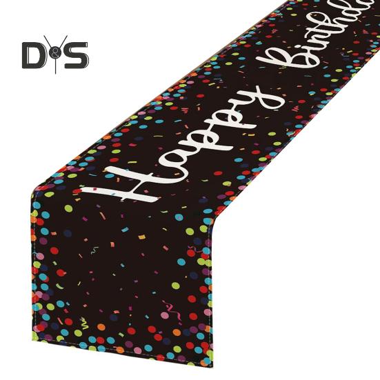Happy Birthday Table Runner Balloon Confetti Print Protects Table from Heat And Scratches Reusable Table Protection Decoration Birthday Party Table