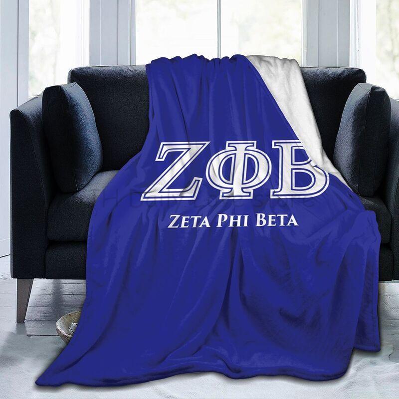 Zeta Phi Beta Print Blanket Sorority Gifts Plush Lightweight Warm Fluffy Throws Soft Flannel Fleece Blankets for Bed Sofa Couch