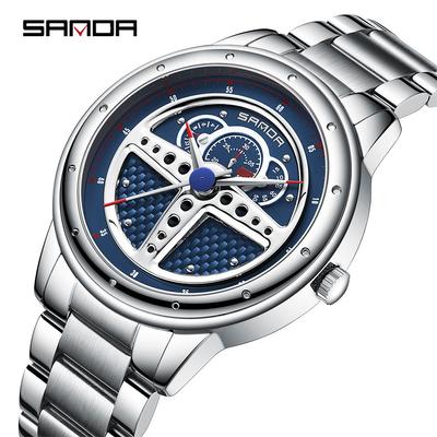 SANDA New Quartz Watch Men's Cool Creative Steering Wheel Series of Waterproof Men's Watch