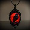 Vintage Gothic Raven Cross Witch Halloween Pendant Necklace Accessory