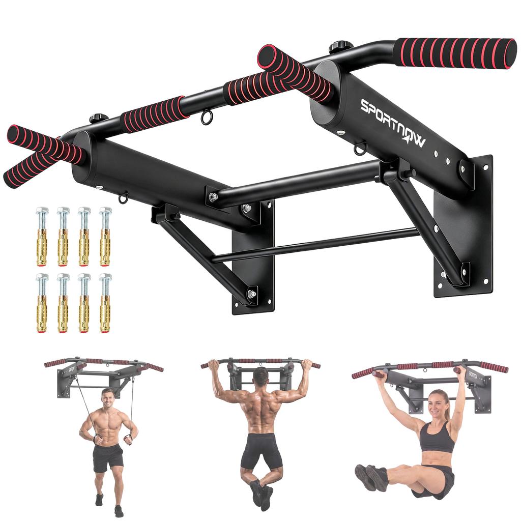 Foldable Pull-Up Bar, Pull-Ups with Non-Slip Handles, Wall Mounted Max. 120 Kg, 98 X 65 X 31 Cm Black