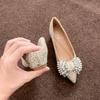 3386-5 New Autumn Stiletto Chunky Heel Pointed Toe French Bridal Shoes for Women