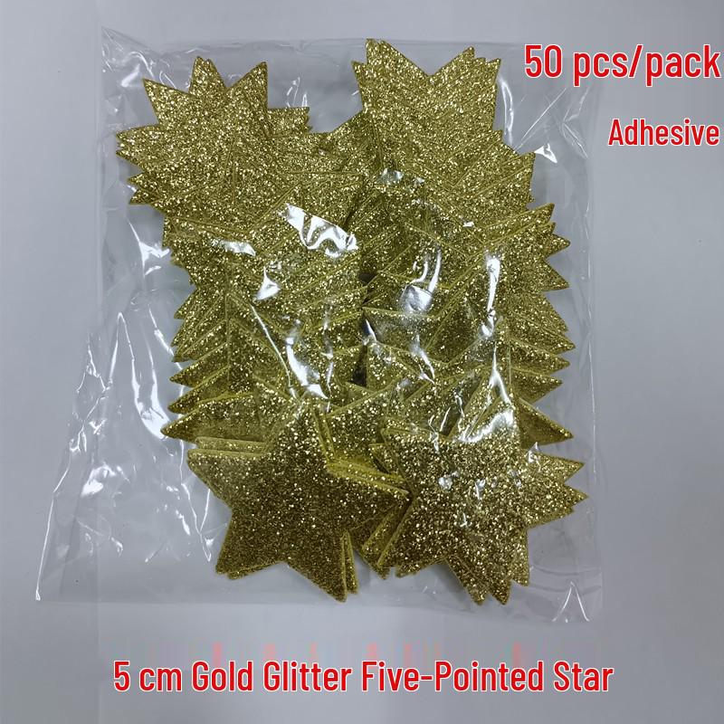 Gold Glitter Five-Pointed Star Foam Stickers for Kindergarten - Small EVA Geometric Shapes