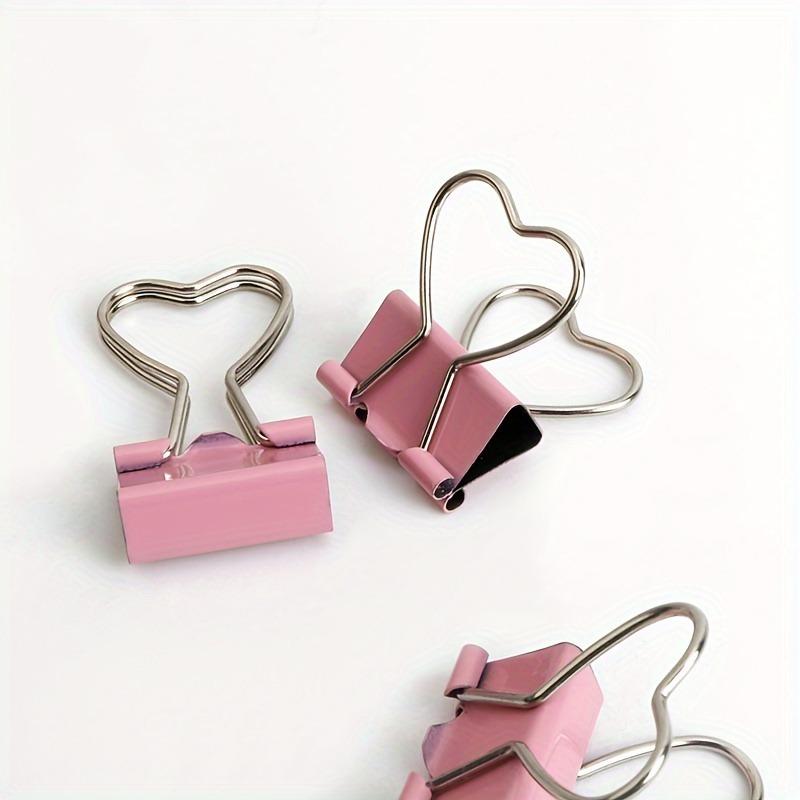 5Pcs Pink Heart-shaped Long-tail Clip, Special-shaped Folder, Swallow-tail Clip, Storage Clip, Bill Clip, Bill Clip.