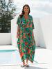 Beach Kaftans Flower Printed Summer Holiday Maxi Dresses Button Decoration Holiday Bathing Suits Hot Sales