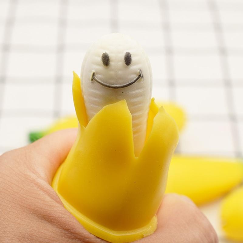 Fidget Toy Hand Squeeze Ball Vent Banana Miniature Novelty Toy Toddler Gift Stress Relief Toy Realistic Peeling Banana