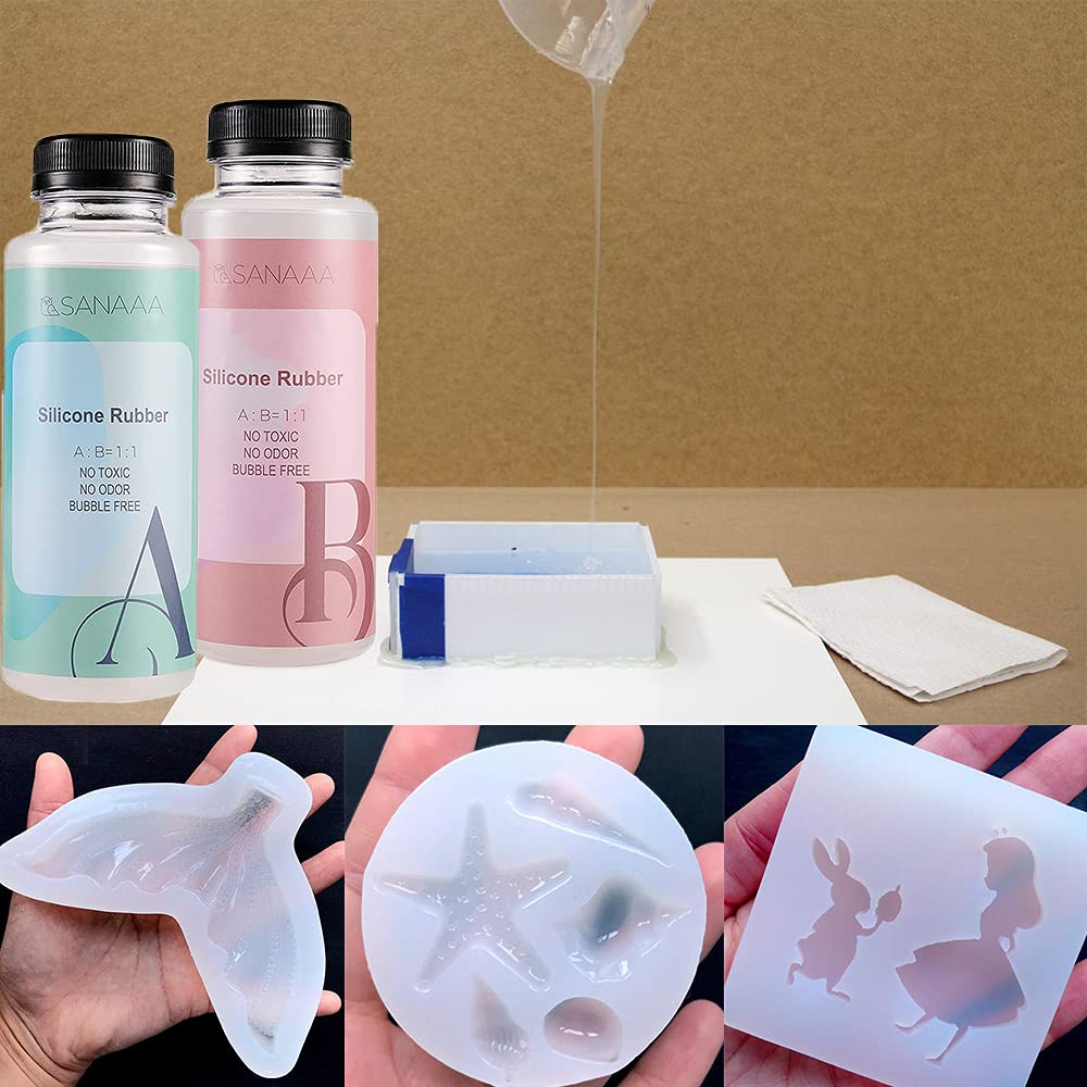 SANAAA Molding Hardness Mold Silicone for Handmade DIY Resin Molds Silicone, 15A, (250+250g)