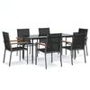 VidaXL Ensemble à manger de jardin 7 pcs noir textilène et acier, ensemble à manger, ensemble à manger d'extérieur, ensemble 3187038