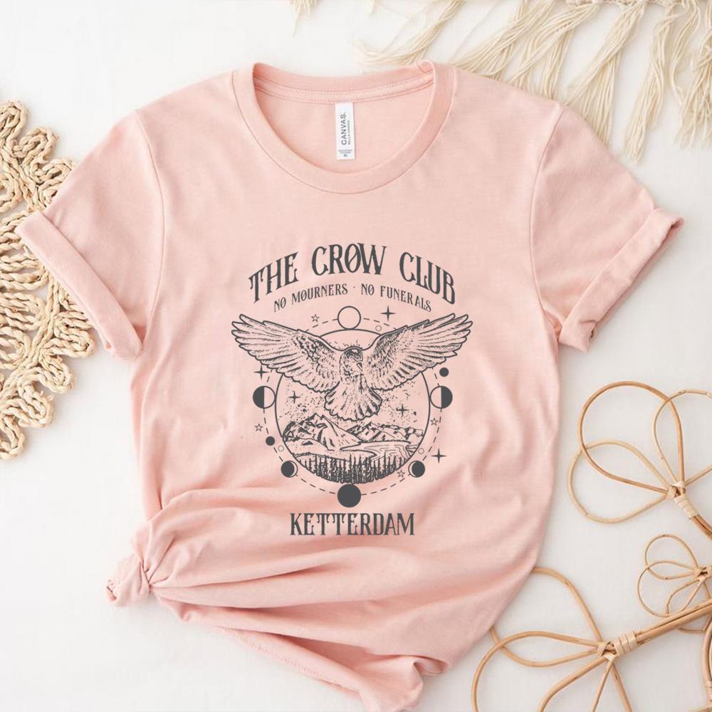 Six of Crows T Shirt No Mourners Merch Ketterdam Crow Club Shirts Gothic Tee Unisex Short Sleeves Tops Aesthetic Clothes