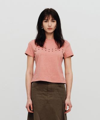 SEALOT Studded Pigment Half Sleeve Top (Pink)