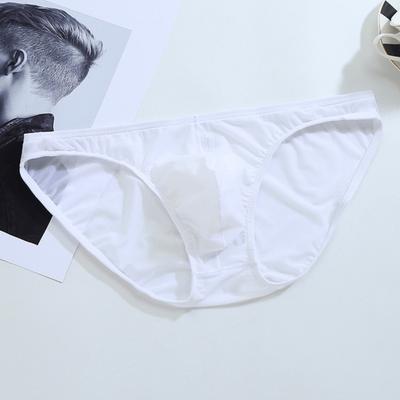 Men Briefs Ice Silk Ultra-Thin Low-Waist Underwear with Independent Bag Solid Color Elastic Breathable Panties
