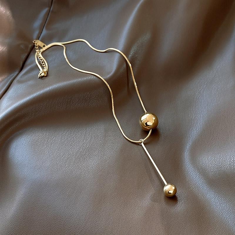 Simple Golden Ball Pendant Stainless Steel Short Necklace Non Fading Jewelry Sexy Elegent Neck Chain For Woman Gifts