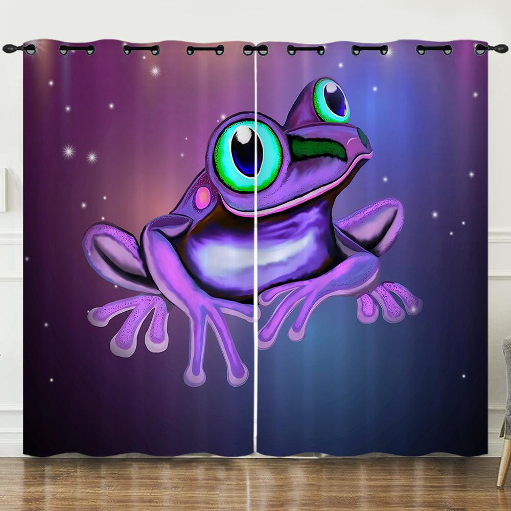 

Curtain Cartoon Animation Animal Color Frog 3D Digital Printing Blackout Curtain Punching 97cm*114cm*2